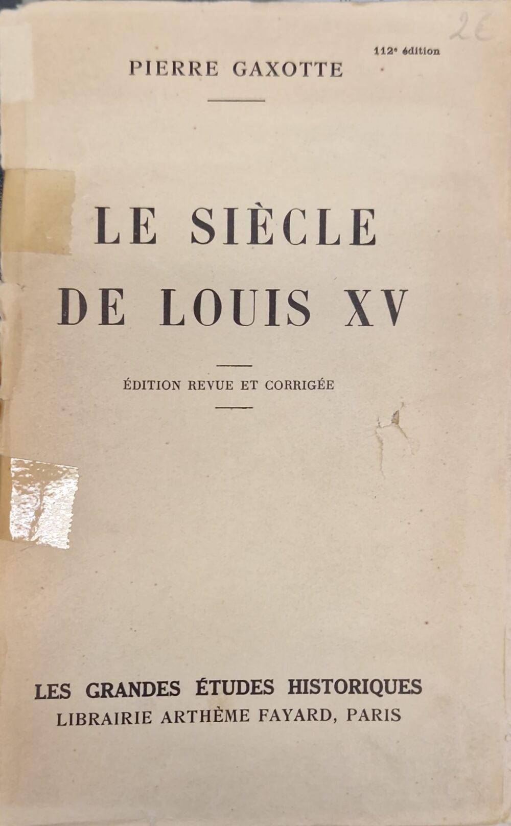 "Le siècle de Louis XV"