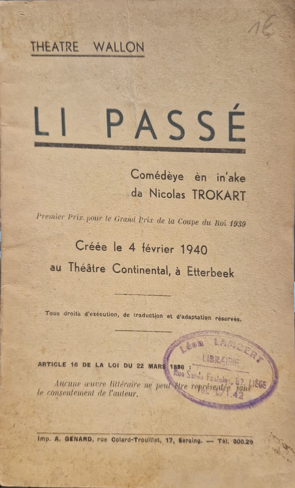 "Li passé", 1940
