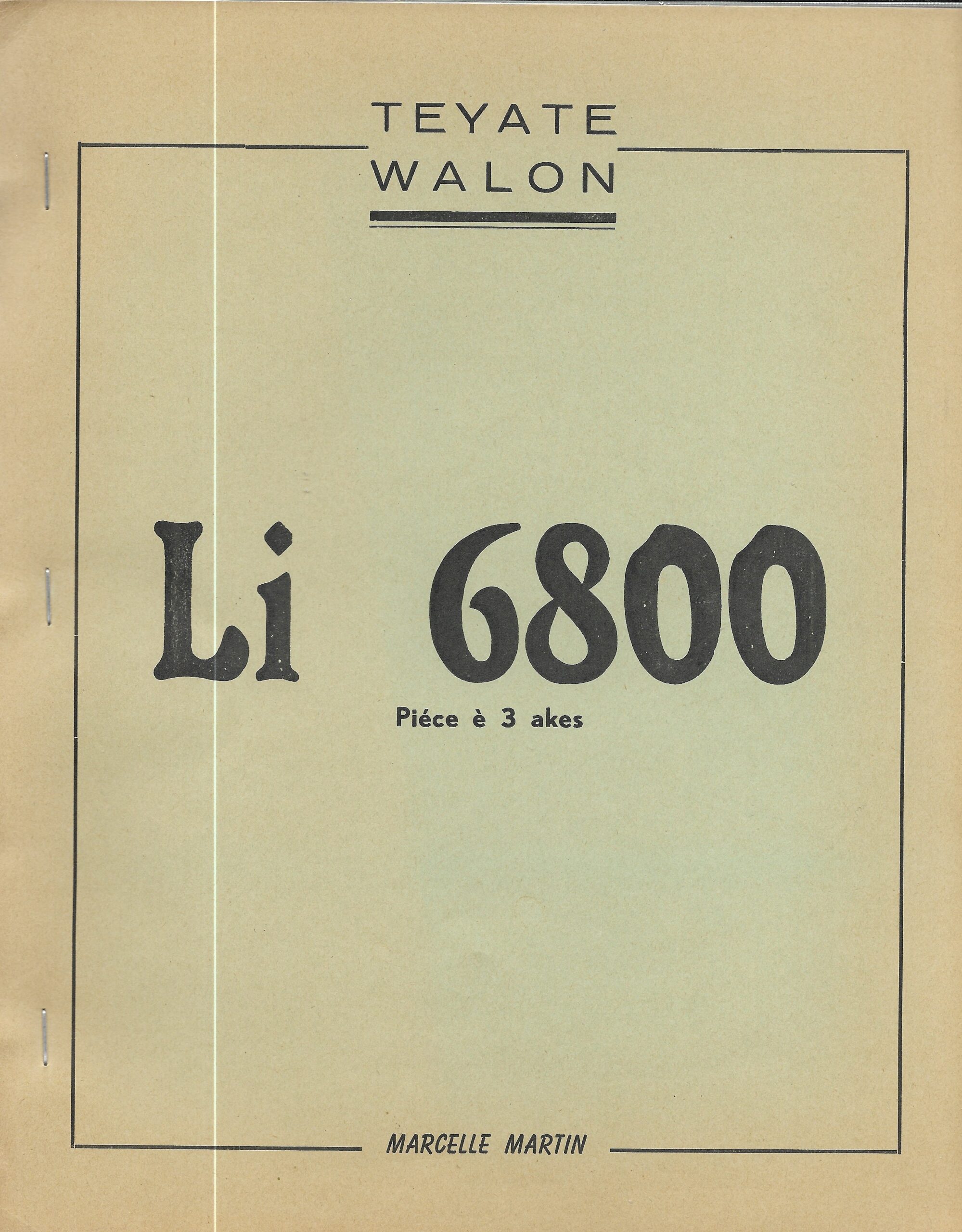 "Teyate Walon, Li 6800", 1961