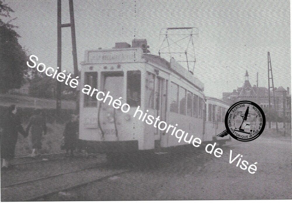 Carte postale - Saive "Arrivée du tram de Blegny - 1952"