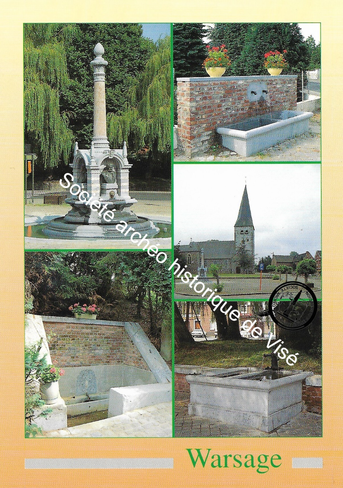 Carte postale - Warsage "Fontaine de mon village, tu vis à toute heure et à tout âge "Tu demeures""