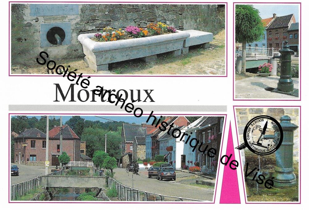 Carte postale - Mortroux "Fontaine de mon village, tu vis à toute heure et à tout âge "Tu demeures""