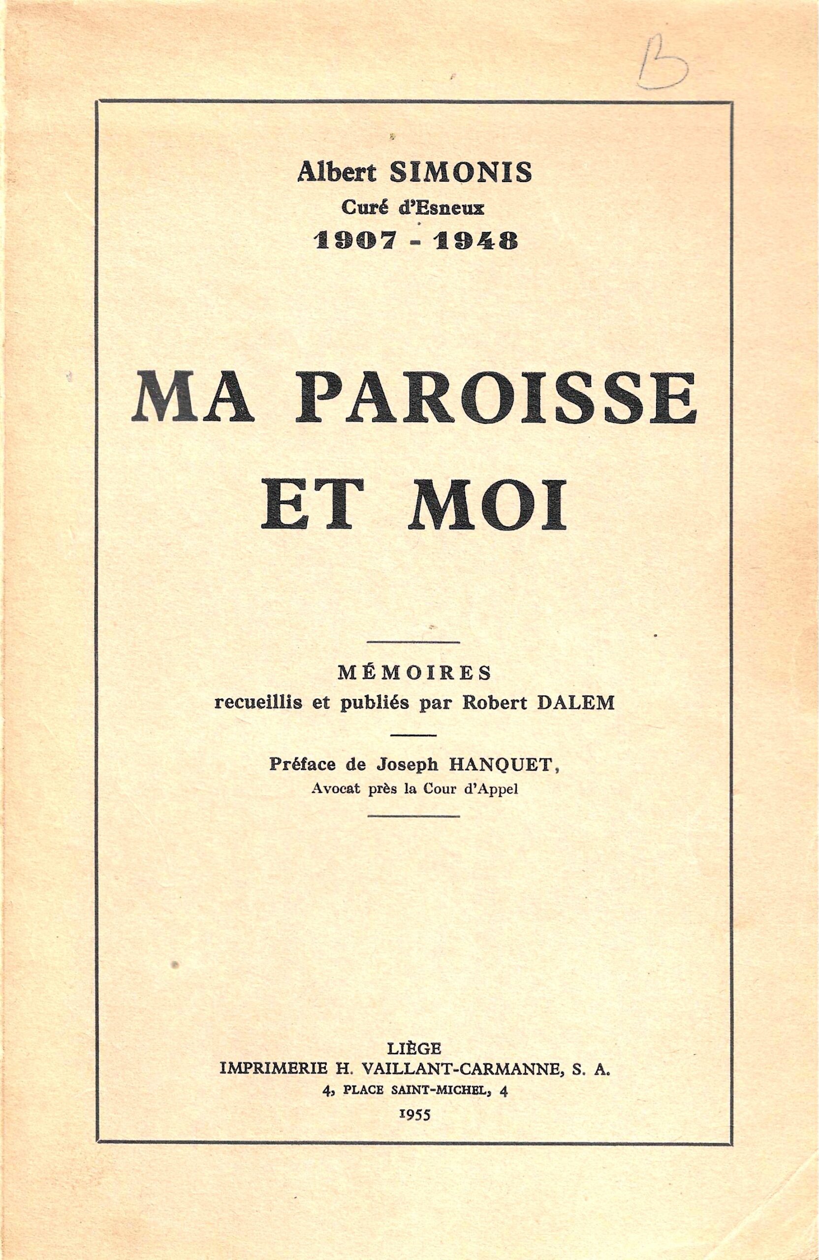 Ma paroisse et moi - Albert Simonis (1907-1948)