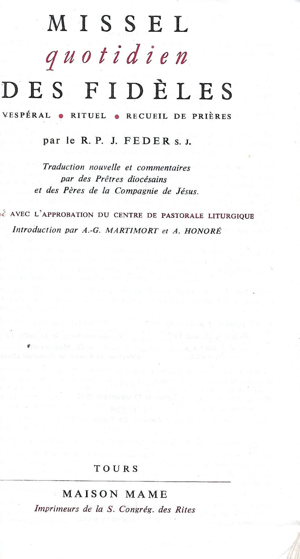 Missel quotidien des fidèles