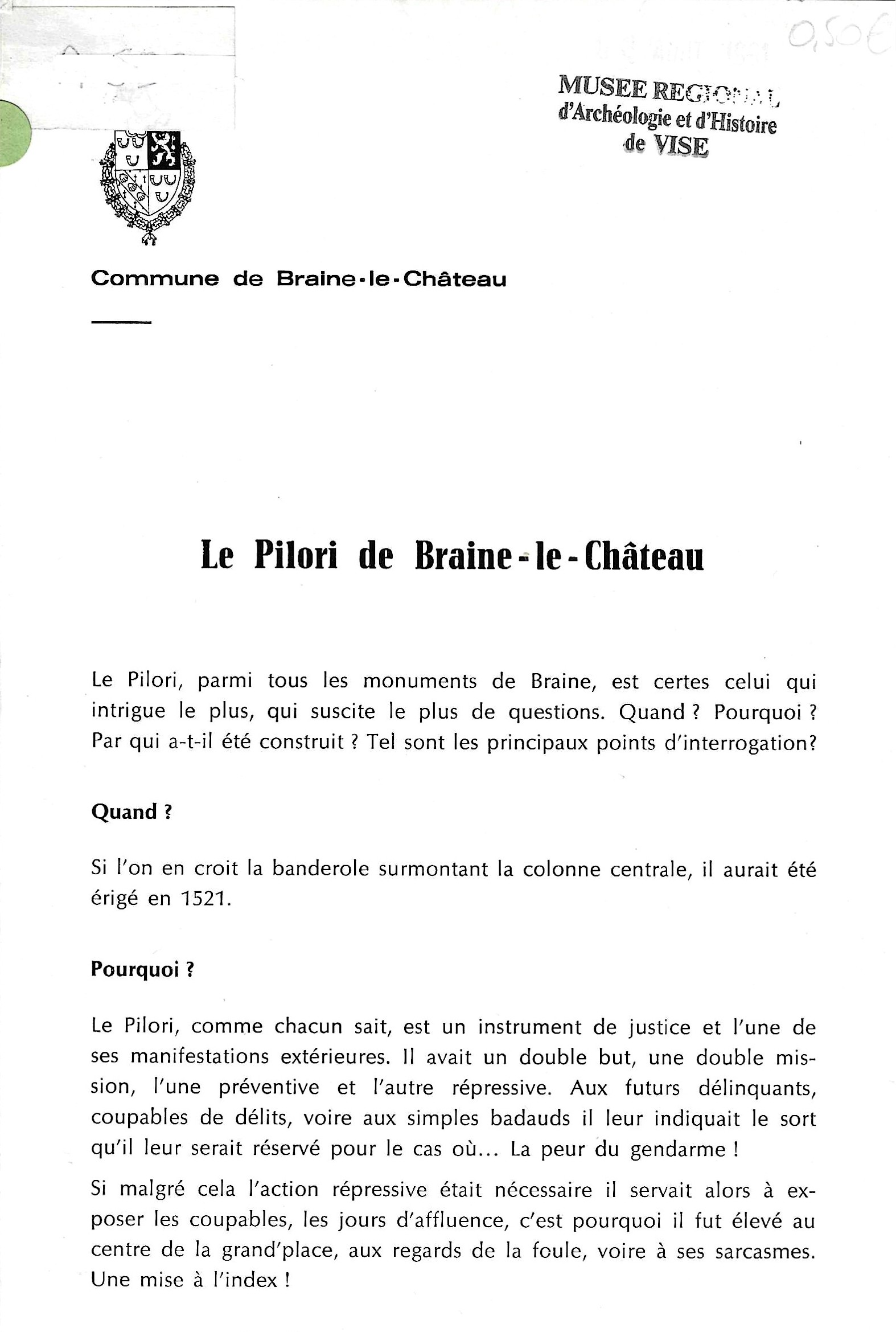 Le pilori de Braine-le-Château