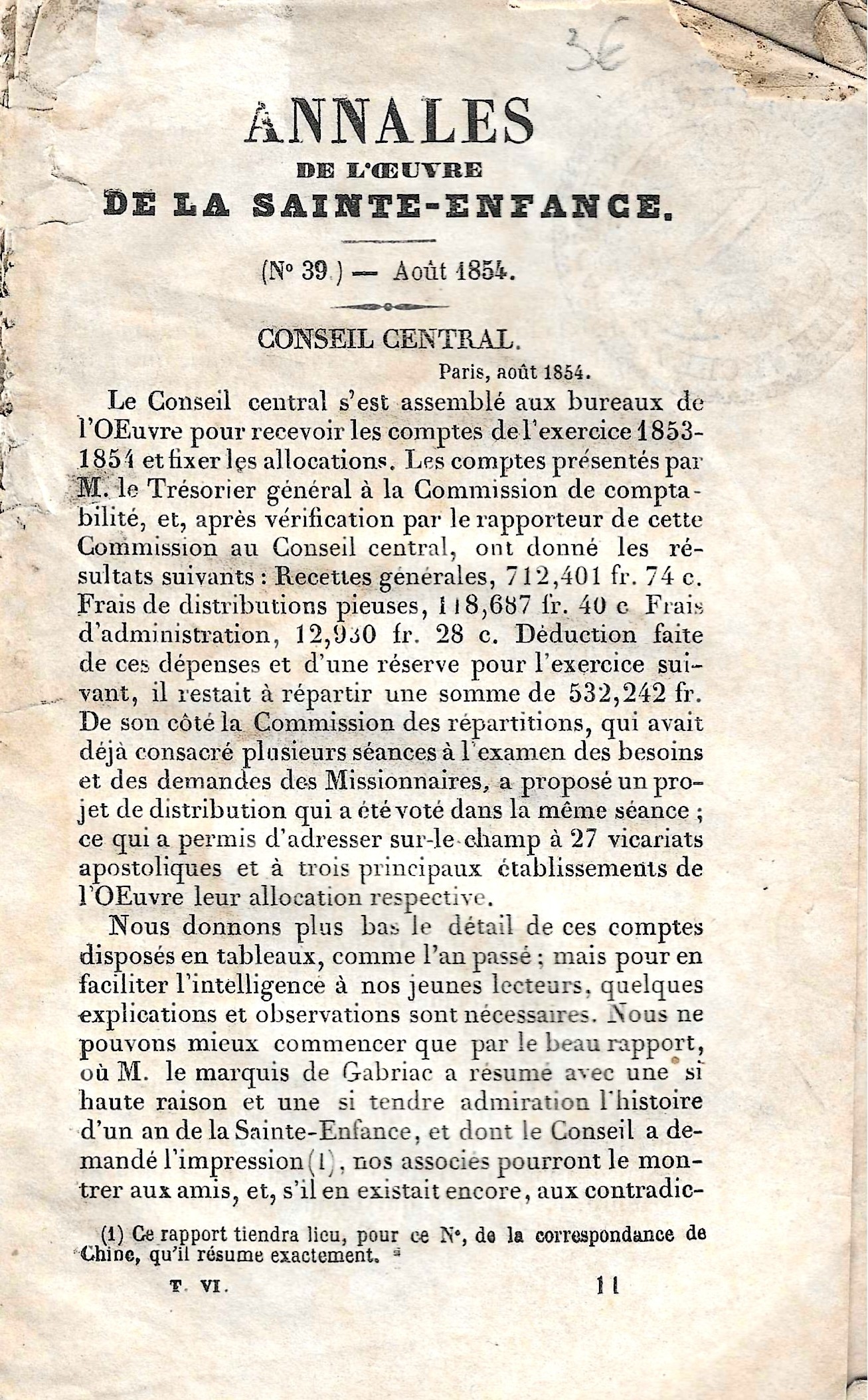Annales de l'œuvre de la Sainte-Enfance (1854)