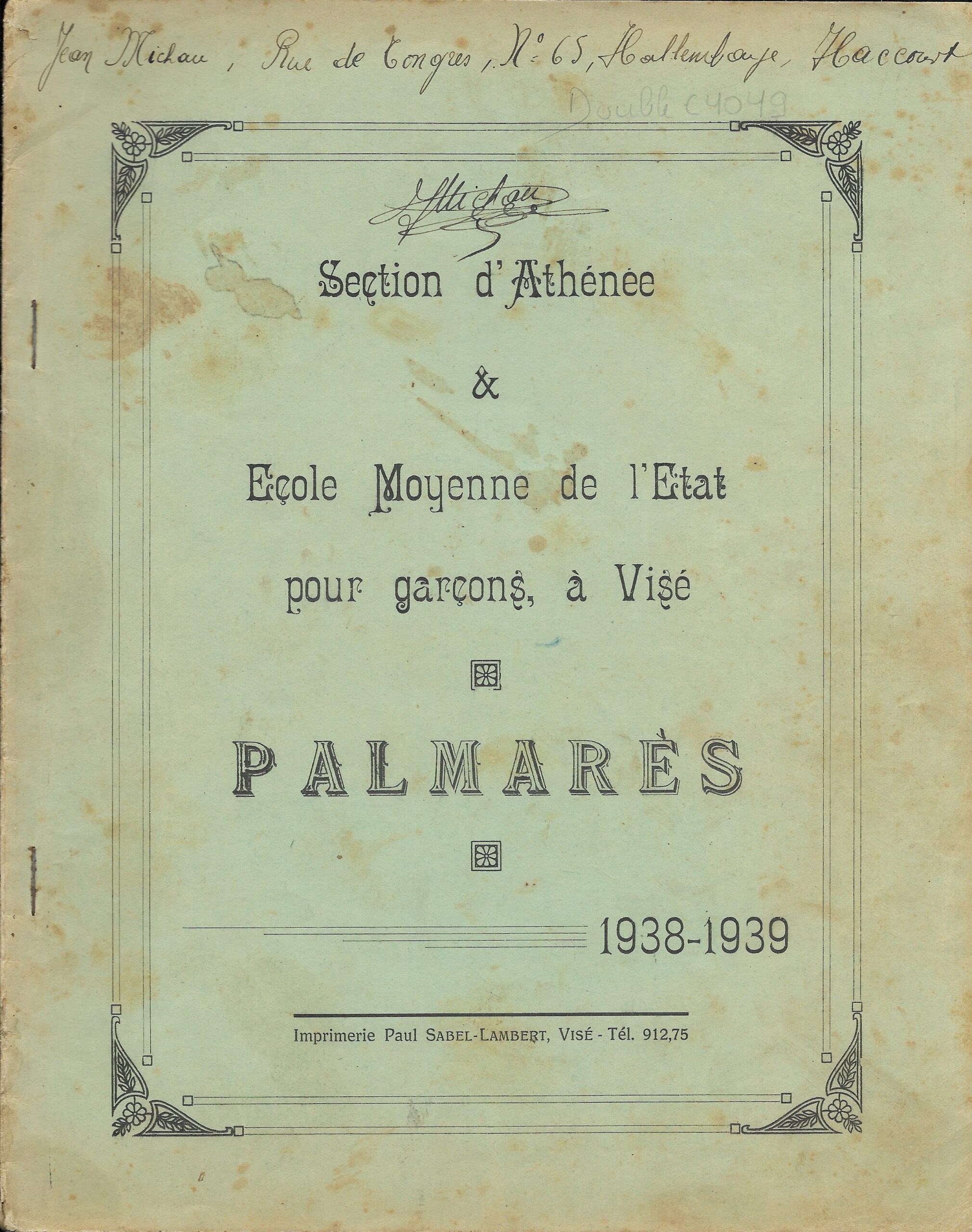 Palmarès - Ecole moyenne de l'Etat pour garçons à Visé