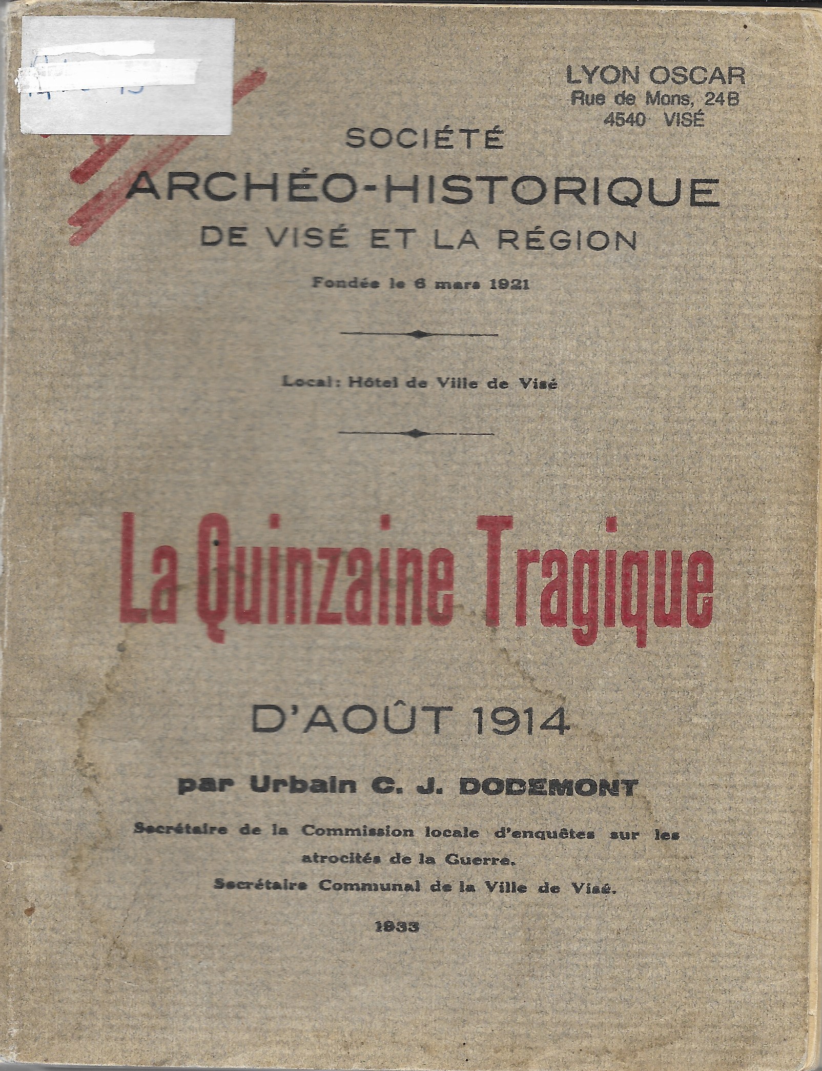 La quinzaine tragique d'août 1914