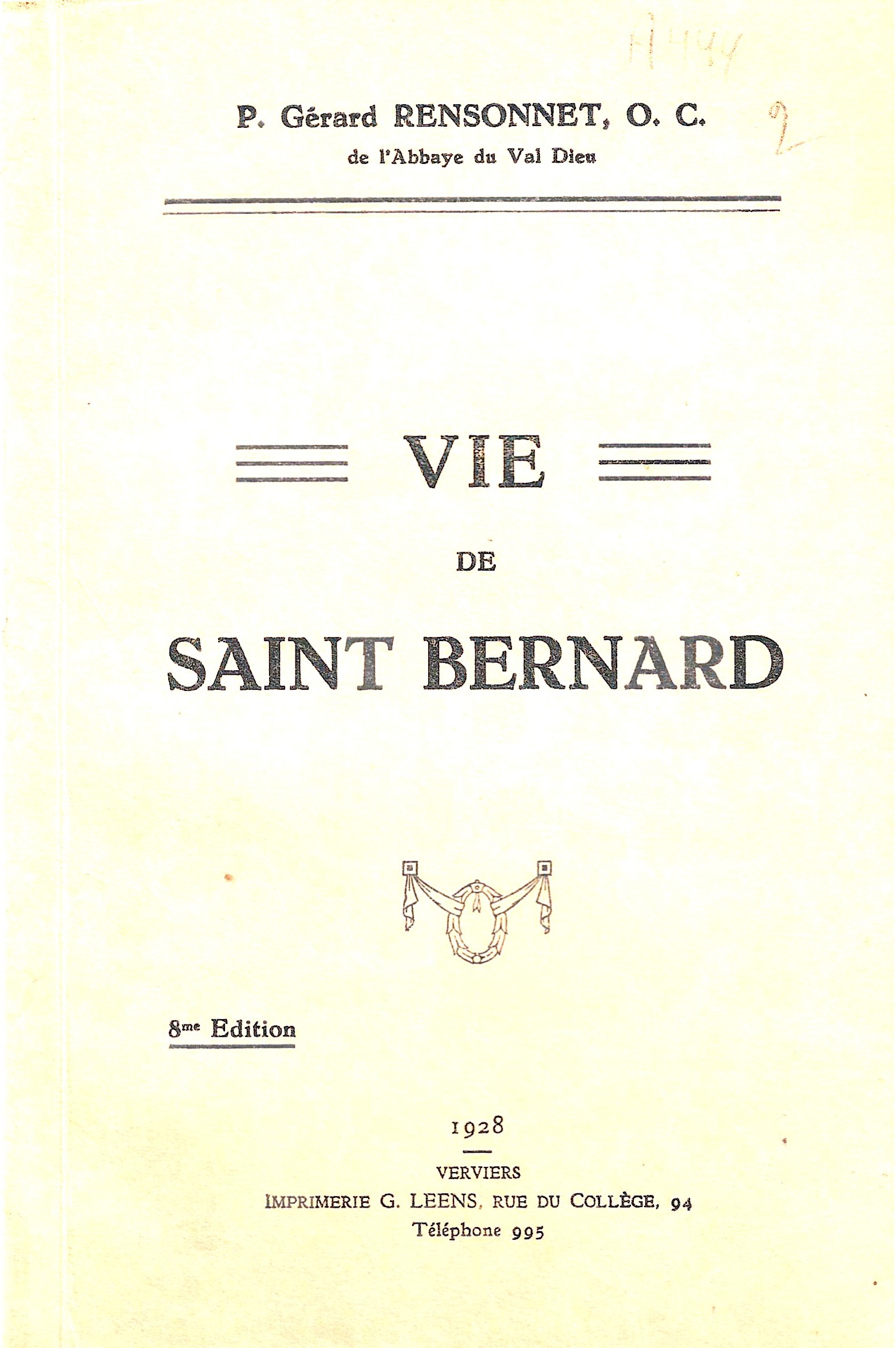 Vie de Saint Bernard – 8e édition