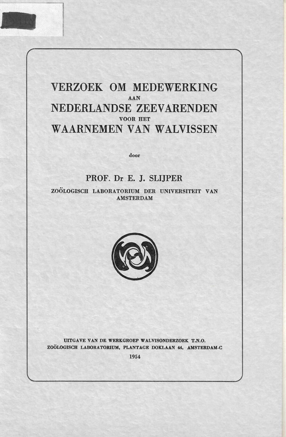 Verzoek om medewerking aan nederlandse zeevarenden voor het waarnemen van walvissen