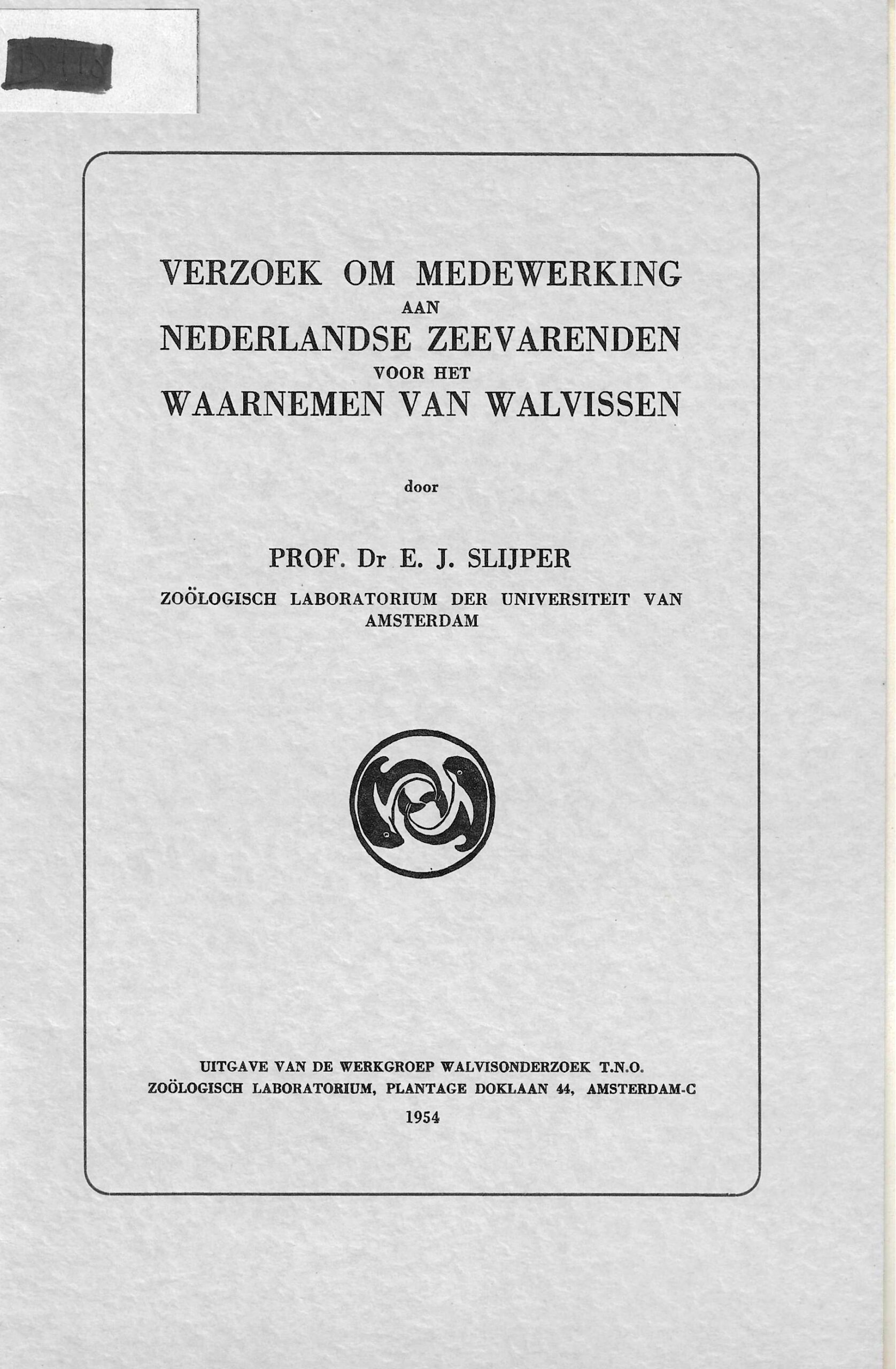 Verzoek om medewerking aan nederlandse zeevarenden voor het waarnemen van walvissen