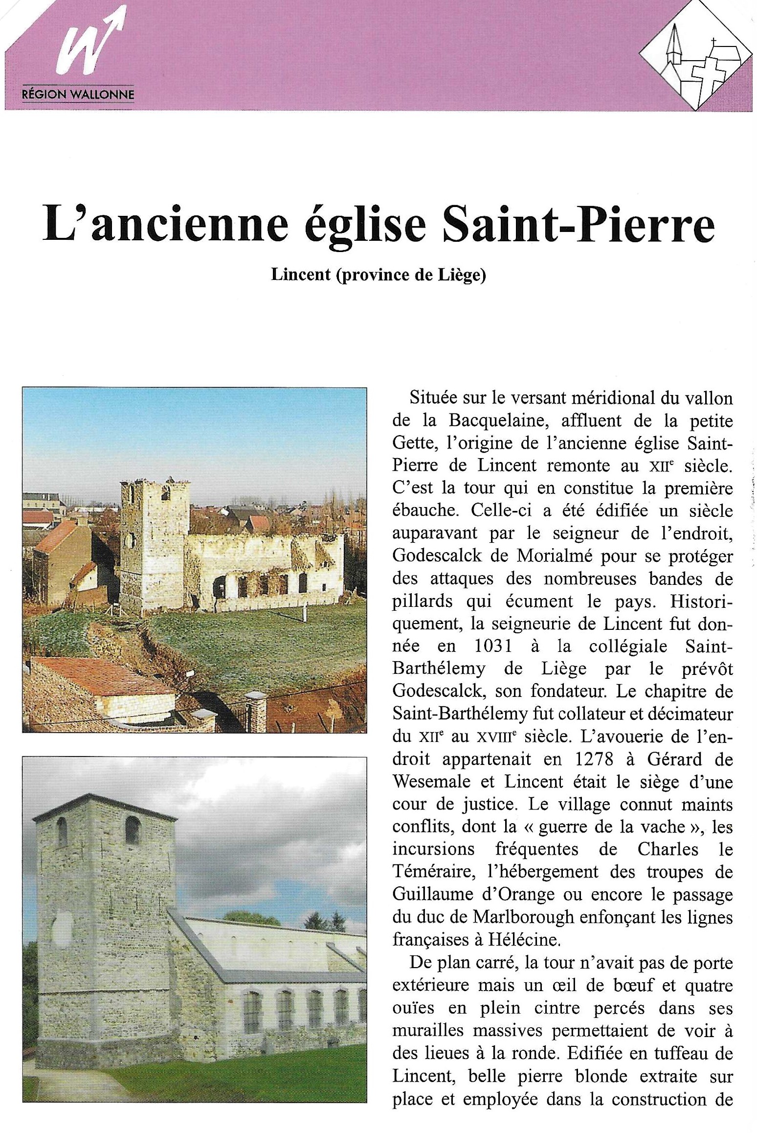 L'ancienne église Saint-Pierre (Lincent - Province de Liège)