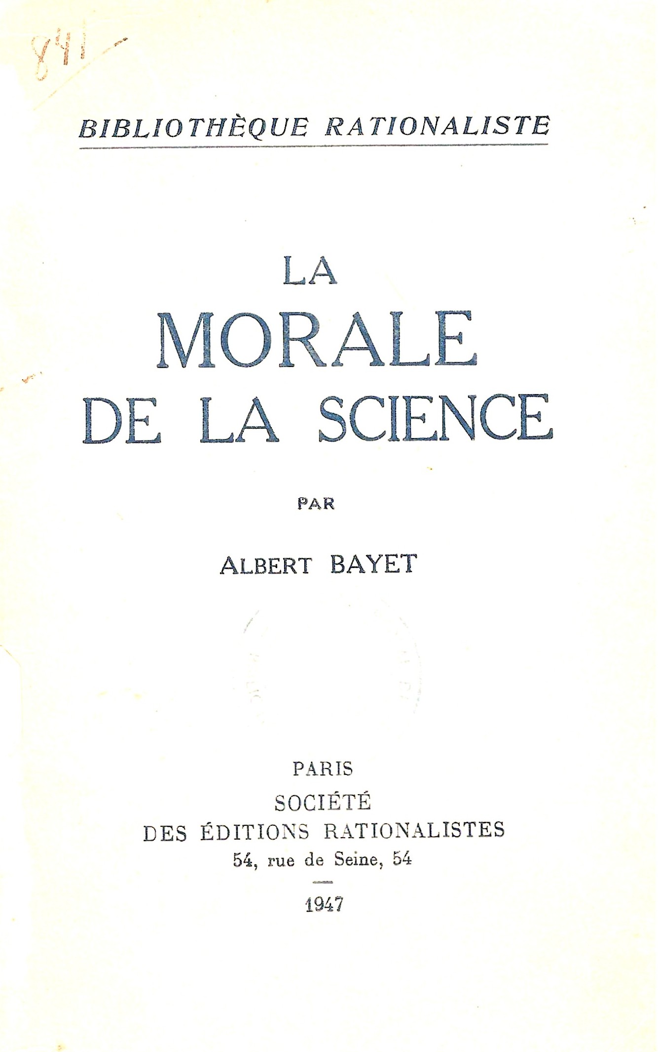 La morale de la science