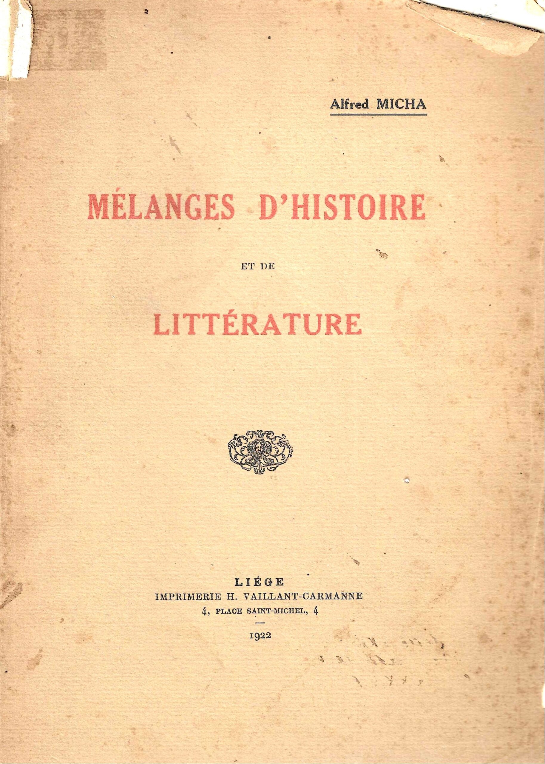 Mélanges d'histoire et de littérature