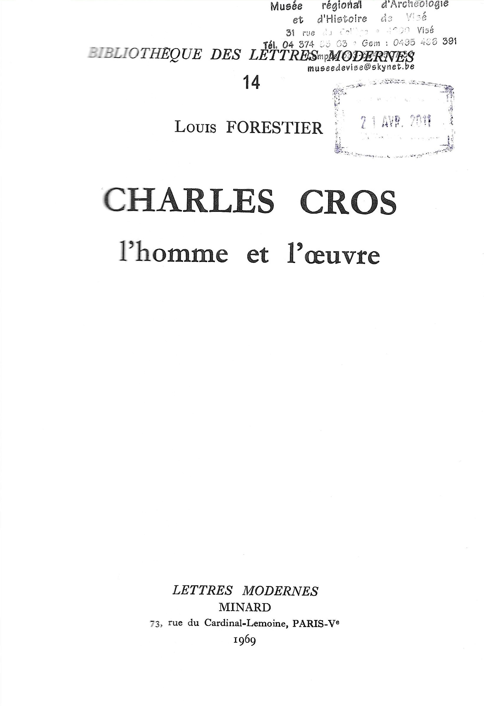 Charles Cros - L'homme et l'œuvre