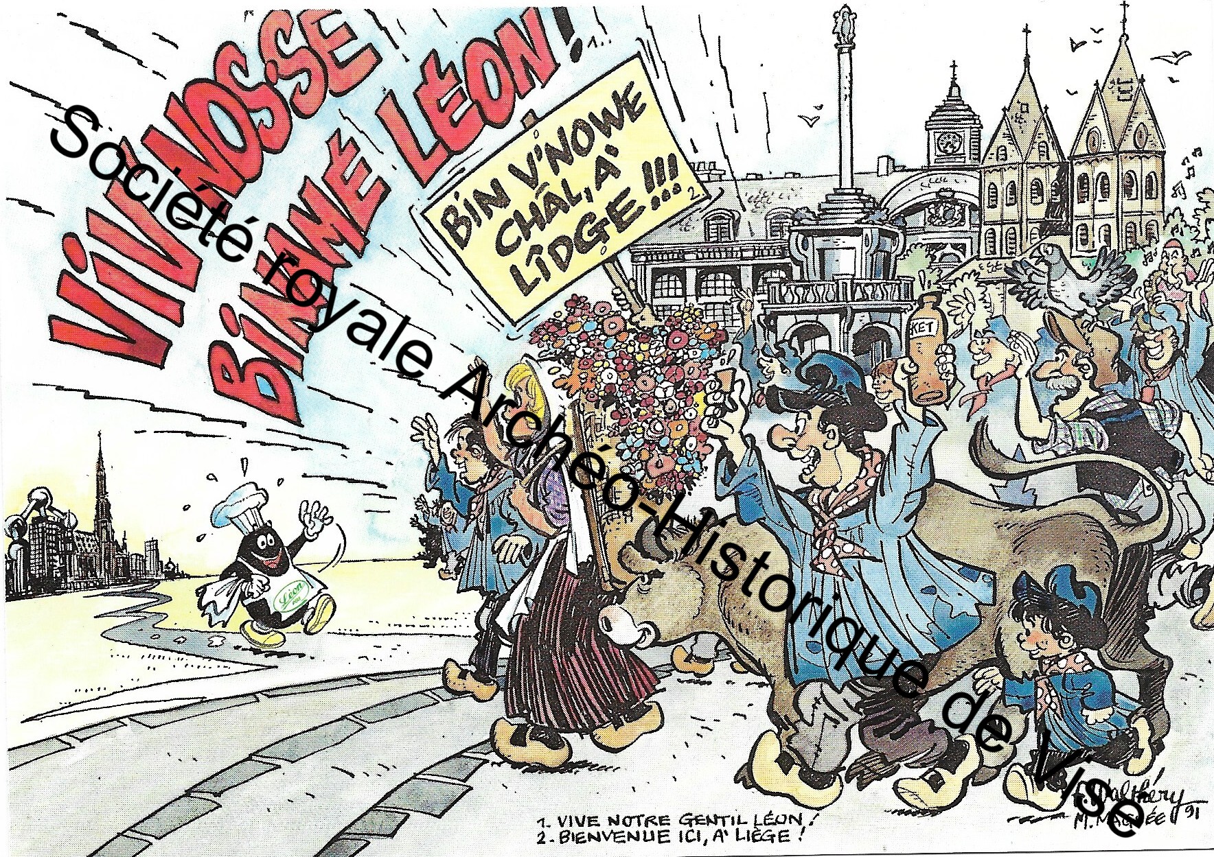Carte postale - Léon - Liège - Dessin de Walthéry