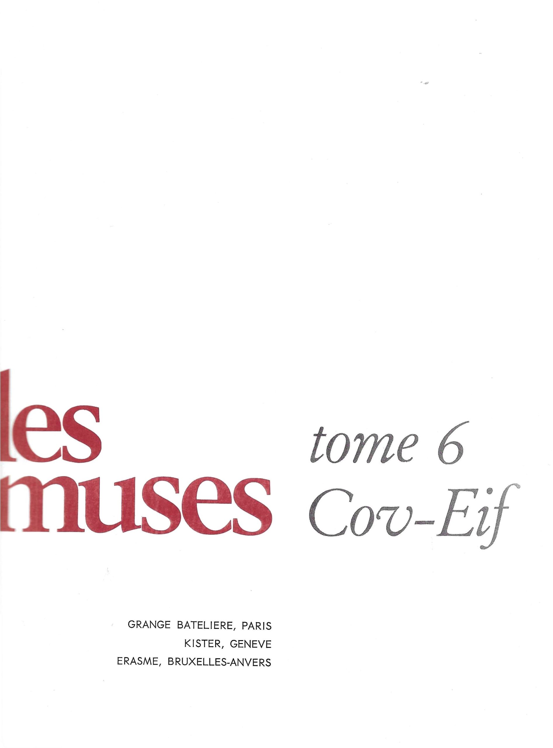 Les muses – Tome 6 (Cov-Eif)